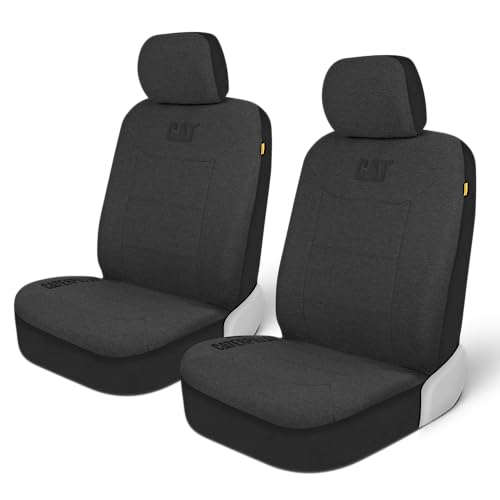 Cat CozyBlend Car Seat Covers, Charcoal Heather - Premium Jersey Fabric Seat Covers for Cars Trucks SUV, Breathable Cotton Car Seat Covers Front Seats Only, Universal Fit Automotive Interior Covers - color: Charcoal Gray