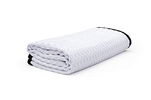 The Rag Company Dry Me A River, Professional Korean 70/30 Blend Microfiber Waffle-Weave Drying & Detailing Towels, Soft Suede Edges, 390 GSM, 16x24 Inches, White, 3-Pack - color: White, size: 16in x 24in