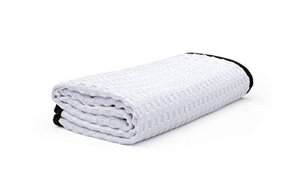 The Rag Company Dry Me A River, Professional Korean 70/30 Blend Microfiber Waffle-Weave Drying & Detailing Towels, Soft Suede Edges, 390 GSM, 16x24 Inches, White, 3-Pack - color: White, size: 16in x 24in