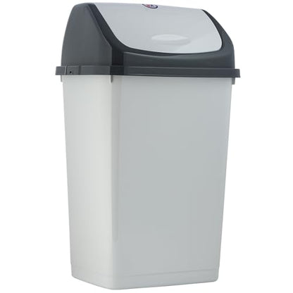 Superio Kitchen Trash Can 13 Gallon with Swing Lid, Plastic Tall Garbage Can Outdoor and Indoor, Large 52 Qt Recycle Bin and Waste Basket for Home, Office, Garage, Patio, Restaurant (SmokeWhite/Grey, 2 Pack) - size: 13 Gallon, style: 2 Pack