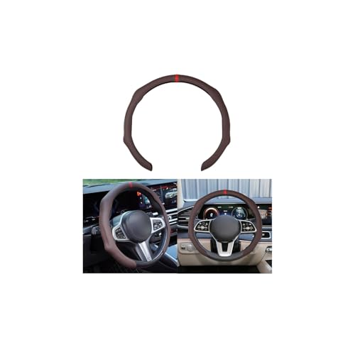 Osilly Car Steering Wheel Cover, 15 Inch Leather Non Slip Vehicle Steering Wheel Cover Protector, Comfortable Automotive Interior Protection Accessories, Universal for SUV Sedan Truck(Coffee) - color: Coffee
