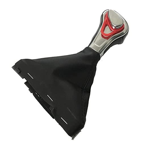 Automatic Left Hand Drive LHD Car Gear Shift Knob Gaitor Boot Cover Leather for Audi A6 C6 A3 8P A4 B8 A5 Q5 (Black Set) - style: black set