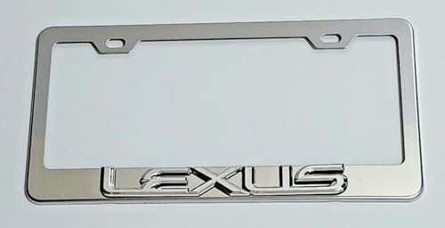 Raised 3D Chrome Emblem Mirror Stainless Steel License Plate Tag Frame Cover Rust Proof Bolts Caps fits Lexus