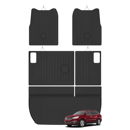 Naibeve Trunk Mats for 2009-2017 Chevrolet Traverse/2008-2017 Buick Enclave 7 Seats Bucket Seat-All Weather Fit for Traverse Trunk Mat 2nd & 3rd Row Backrest Mats Waterproof Accessories - size: 14)Traverse 7-Seater|2009-2017