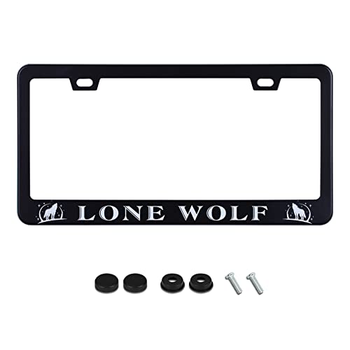 Wolf License Plate Frame Stainless Steel Car Accessories Lone Wolf License Plate Frames Personalized License Plate Fits Standard U.S. Vehicles for Men Women Size: 12.2 X 6 Inches - color: Lone Wolf, size: One size