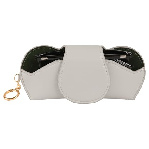KINIVA Sunglasses Holder for Car Visor with Hanging Hook Portable Leather Glasses Storage Bag with Detachable Clips - color: Grey