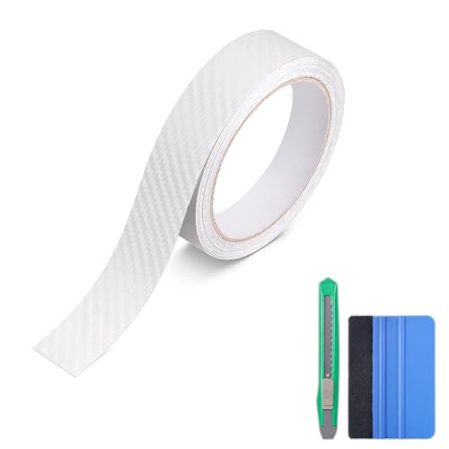 Lypumso Carbon Fiber Vinyl Tape with Tools Kits, Chrome Delete Vinyl Wrap for Blackout Car Door Edge Guard Door Sill Window Trim Protector (3D Clear, 1in x 30ft) - color: Clear, size: 1in x 30ft
