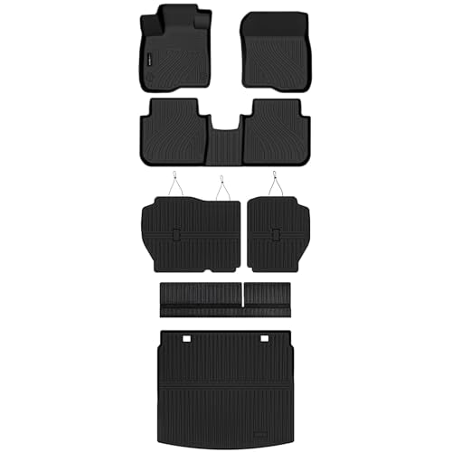 Auxko All Weather Floor Mats for 2026-2023 Honda CRV(Include Hybrid) Upper Cargo Mat with Backrest Mat TPE Liners Accessories Guard Odorless Anti-Slip Black - size: Crv|2023-2026|floor+upper Cargo+backrest Mats
