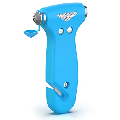 THINKWORK Car Safety Hammer for Teen Boy and Men's Gifts, Blue Three-in-One Emergency Escape Tool with Window Breaker and Seat Belt Cutter, Safety Emergency Car Escape Tool for Family and Children - color: Blue