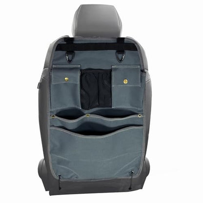 Car Seat Back Organizer with Multiple Pockets and Hooks (grey) - color: grey