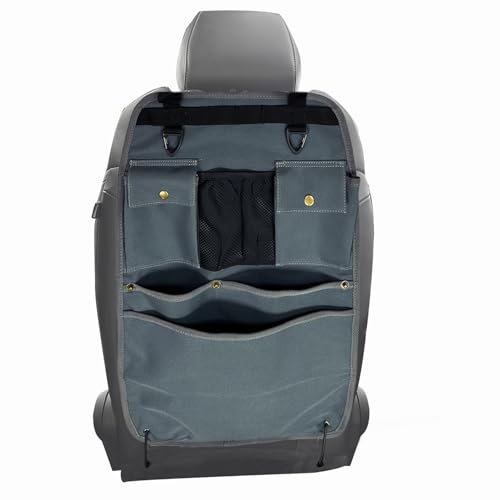 Car Seat Back Organizer with Multiple Pockets and Hooks (grey) - color: grey