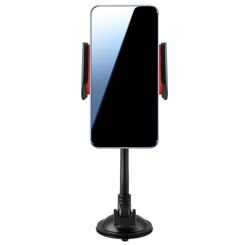 Car Phone Holder Mount, Gooseneck Long Arm Cell Phone Holder, Windshield Window, Dashboard Anti-Shake Handsfree Stand with Strong Suction Cup, Fit for Most Cellphone(Red) - color: Red