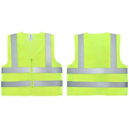 Neiko High Visibility Safety Vest ANSI Class 2, No Pocket, Neon Yellow, Large (L) - size: Large, style: Mesh