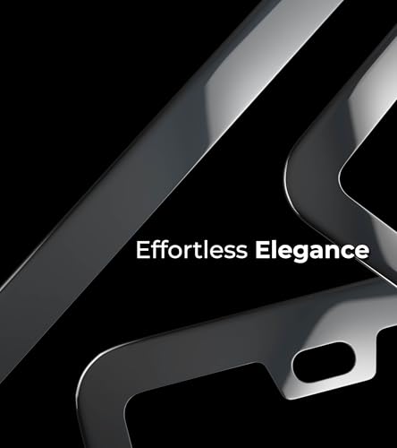 Mirror Black License Plate Frame - Titanium/Gunmetal Stainless Steel, 2-Hole Sleek Style, Premium Metal Durability, Easy Install, 2-Pack Gift Box - Polished Gloss Finish - color: Gloss Black(Mirror-like)