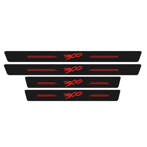 4pcs/Set for Chrysler Door Sill Protector 300/C/ 300S 2005-2023 Door Sill Protector, Carbon Fiber Vinyl Door Sill Trim Scuff Plate - color: Red