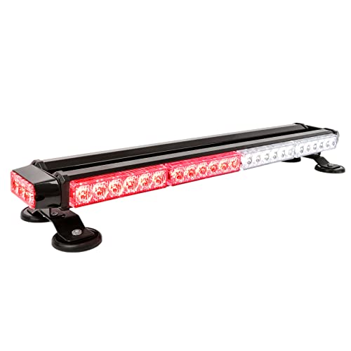 CUMART 26.5" Red White 54 LED Emergency Warning POV Light Bar For Firefighter Trucks EMS First Responder Flashing Strobe Traffic Advisor Double Side with Magnetic Base (26.5" 54LED, White/Red) - color: White/Red, size: 26.5" 54LED