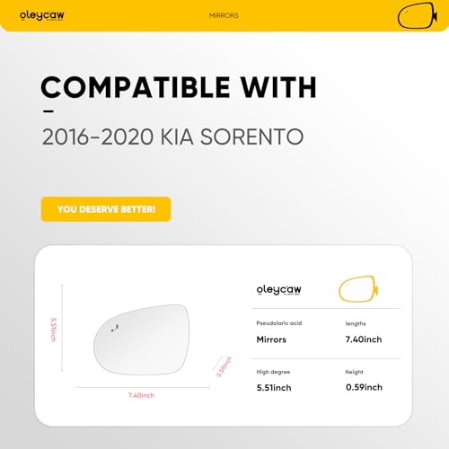 Blind Spot Compatible with Kia Sorento Driver Side Mirror, 2016 2017 2018 2019 2020 - Left Side Mirrors Replacement Glass with BSD, Power Heated - color: Driver Side(Blind Spot)