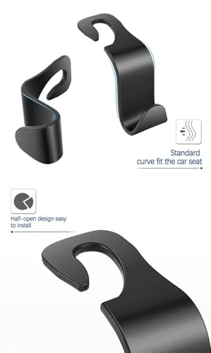Car Purse Hook, 4 Pack Sturdy Headrest Hooks - Heavy Duty Purse Hanger for Handbags, Grocery Bags, Coats, Universal Fit for All Cars, SUVs, Minivans (Black)