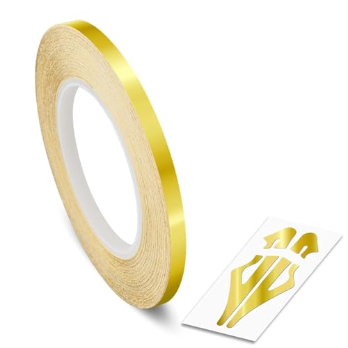 Roll Vinyl Pinstriping Racing Stripes Pinstripe Chrome Line Decal Sticker Auto,Automotive Pinstriping Tape 32ft,Vinyl Pinstripe Tape (Gold Chrome 1/4) - color: Gold Chrome 1/4