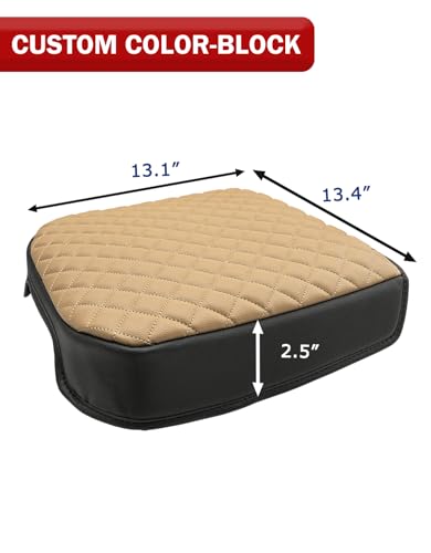 KBH Center Console Armrest Cover for F250-F550 Super Duty 2023-2026, Bucket Seat, Vinyl Leather Interior Trim, Arm Rest Lid Cushion Rrotector, Anti-Scratch, Baja Tan - color: Baja Tan