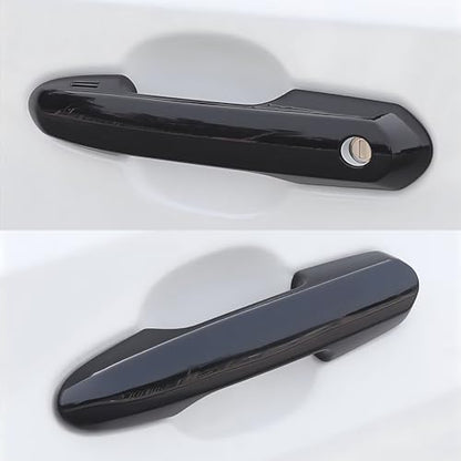 Upgraded No Adhesive Snap-on Car Door Handle Cover Protector Compatible for Toyota 2019 2020 2021 2022 2023 2024 2025 Rav4 2020~2026 Highlander 2023 2024 Crown Accessories (1. Glossy Black) - style: 1. Front Doors Keyless Entry