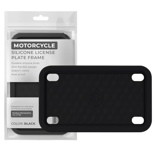 Rightcar Solutions Motorcycle License Plate Frame Premium Silicone, Rust-Proof, Rattle-Proof, Weather-Proof Plate Holder, Street Legal, Custom Bike Tag Frame - Black - color: Black