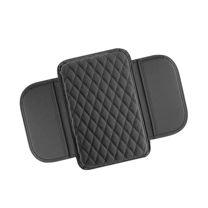 Car Center Console Cover, Leather Auto Arm Rest Cover with Side Storage Bags, Wear-Resistant Storage-Enabled Console Pad, Universal for Most Cars, Trucks and Vans (Black) - color: Black