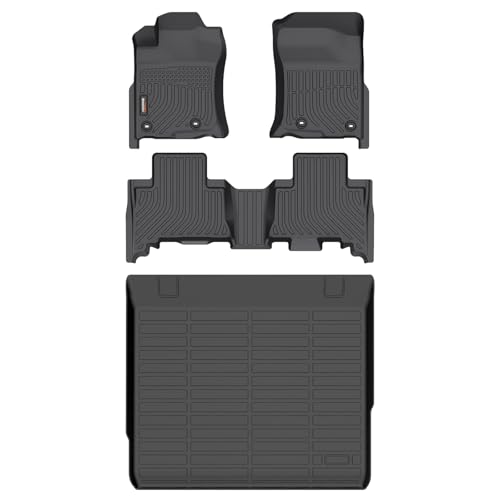 Binmotor-Floor Mats & Cargo Liner for Toyota 4Runner 2013-2024 (Only for 5 Seats), TPE Custom All Weather Car Mats Cargo Trunk Mat for Toyota 4Runner Accessories - style: 8) Car Mats for Toyota 4Runner (2013-2024) only for 5 seat