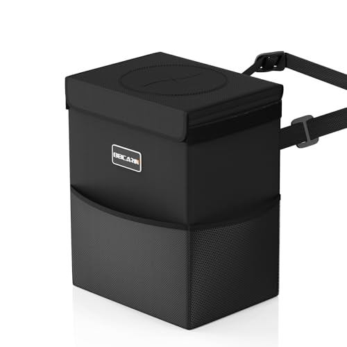 Beicarin Car Trash Can with Lid - Trash Bag Hanging with Storage Pockets Leak-Proof Organizer Collapsible and Portable Waterproof Garbage Bin, 2.2 Gallons Multipurpose Trash Bin for Car - size: 2.2 Gal