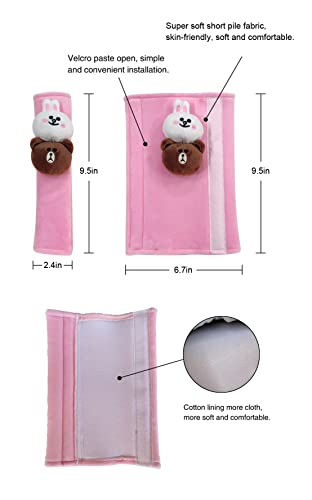 Tianmei 2 Pcs Cute Doll Car Seatbelt Pads Cover, Universal Carseat Belt Shoulder Strap Protector for Adults and Kids（LF Doll - Pink） - color: LF Doll - Pink - 2PCS