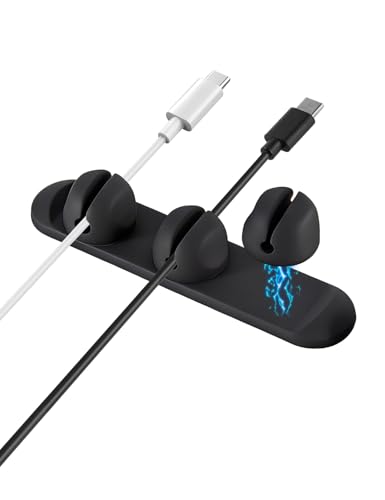 Magnetic Silicone Cable Clips with No-Residue Strong Adhesive – Desk, Under-Desk, Nightstand, Wall, Car, Office & Home Cord Organizer for Cable Management - Black - color: black