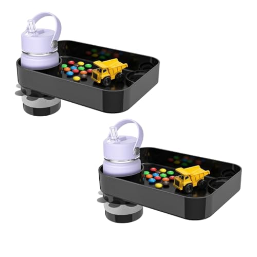 2PCS Car Seat Snack Tray for Kids Toddler Travel,Cup Holder Expander for Car,Toddler Travel & Road Trip Accessory for Mess-Free Snacking in The Car (Black) - color: Black-2pcs
