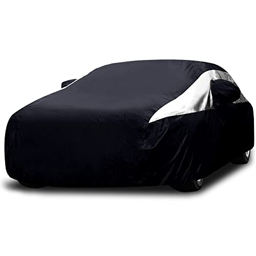 Titan Premium Multi-Layer PEVA Car Cover for Sedans 186-202". Waterproof, UV Protection, Anti-Scratch Protective Lining, Driver-Side Zippered Opening. Fits Camry, Accord and More. - color: Jet Black, size: Sedan (186-202" long)