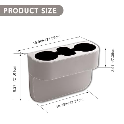 Car Cup Holder, PU Leather Auto Front Seat Organizer, Multifunctional Cup Drink Holders, Gap Filler Storage Box Coin Bucket Console Side Pocket Cell Mobile Phone Holder (Gray) - color: Gray