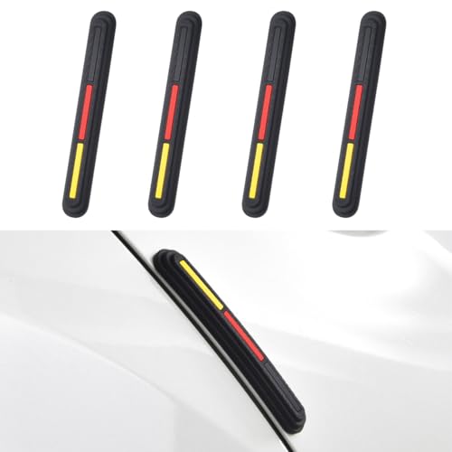 4PCS Car Door Edge Guards, Anti-Scratch Anti Collision Car Door Protector Bumper Guard Trim Sticker, Universal Self Adhesive Rearview Mirror Protective Strip Auto Exterior Accessory (Black/Red/Yellow) - color: Black/Red/Yellow
