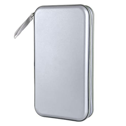 CD Case, Siveit DVD Case Holder 96 Capacity Hard Plastic CD DVD Disc Cases Storage Binder Wallet for Car Home Office Travel (Grey) - color: Silver