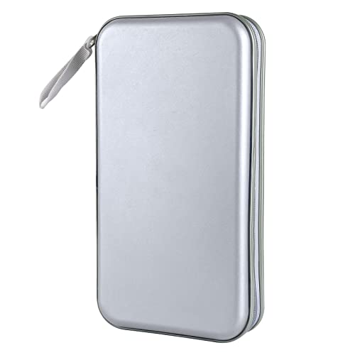 CD Case, Siveit DVD Case Holder 96 Capacity Hard Plastic CD DVD Disc Cases Storage Binder Wallet for Car Home Office Travel (Grey) - color: Silver