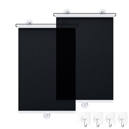 No Drilling Retractable Roller Window Shades (2 Pack), Suction Cups Window Shade Removable Blackout Window Cover Easy to Install for Living Room Bedroom Car Window Office Bathroom (15.7"x49") - size: 15.7"x49"