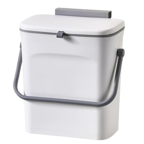 LALASTAR Small Trash Can with Lid, Kitchen Compost Bin for Countertop or Under Sink, Plastic Hanging Waste Basket for RV/Office/Bedroom/Dorm, Mountable, 9L/2.4 Gal, White - color: White, size: 9L-Lift