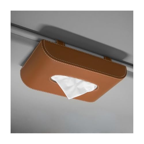 Car Tissue Holder, Rectangular Leather Sun Visor Napkin Case with Tissue Refill, Universal Mask Dispenser Hanging Paper Towel Organizer for Most Vehicles, Car Accessories (Brown) - color: Brown