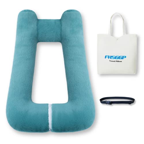 FHSGGP Travel Pillow Upgraded Version of Aircraft Travel Neck Pillow with Storage Bag, Sleep Pillows for Travel by Train, Car, or Plane, Supporting the Head and Body, Travel Pillow for Kids - color: C-emerald Green[upgraded]
