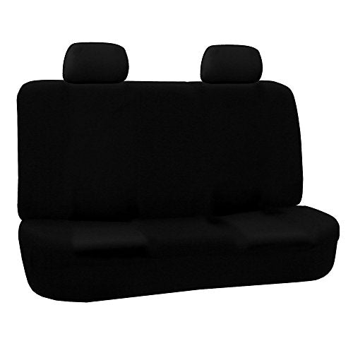 FH Group Car Seat Cover for Back Seat Cloth - Universal Fit Rear Seat Covers for Cars with Solid Bench,Car Seat Protector for Dogs and Kids,Car Interior Accessories for SUV,Sedan and Van Black - color: Black, style: Seat Cover Rear Set