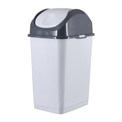 Superio 1.25 Gal Mini Plastic Trash Can with Swing Top Lid, Small Grey Waste Bin for Countertop, Desk, Vanity, Bathroom 5 Quart (WhiteSmoke/Grey) - size: 1.25 Gallon, style: 1 Pack