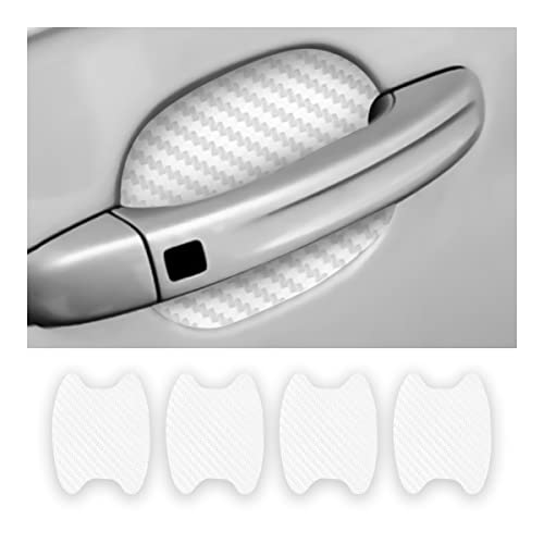 4PCS car door Handle Protector Sticker, Universal Carbon Fiber Anti-Scratches Auto door handle Protective Film, Side Paint Cover Guard Stickers Fit for Most Car Handles （White） - color: White/4PCS