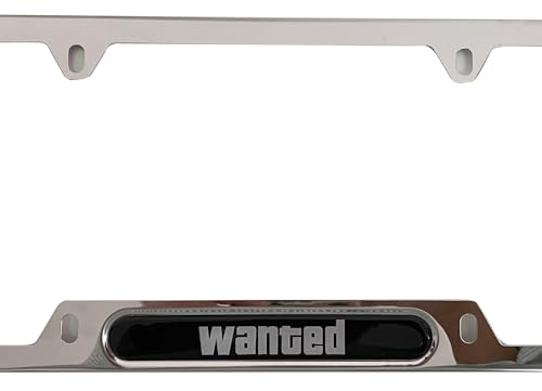 Wanted Level GTA License Plate Frame Cover Holder Stainless Steel Car Accessories Chrome 1Pc