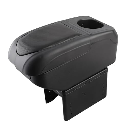 Acouto Car Armrest Box with 6 USB Charging Ports - Double Layer Console for SUV, Truck, and Car (Black) - color: Black