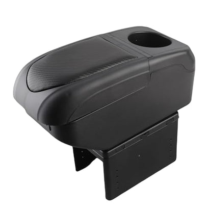 Acouto Car Armrest Box with 6 USB Charging Ports - Double Layer Console for SUV, Truck, and Car (Black) - color: Black