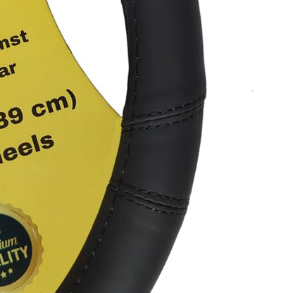 Steering Wheel Cover, Black, Real Genuine Leather, Small, 14 inch, for Men and Women, Universal, Stretch On, Heat Resistant, Stays Cool, Non-Slip, HANWOLF - color: Black, size: Small (14 to 14.375 inch diameter)