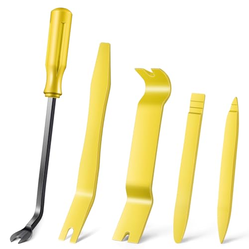 LivTee 5 pcs Auto Trim Removal Tool Kit, No Scratch Plastic Pry Tool Kit - Interior Door Panel Clip Fastener Removal Set for Vehicle Dash Radio Audio Installer (Yellow) - color: Yellow