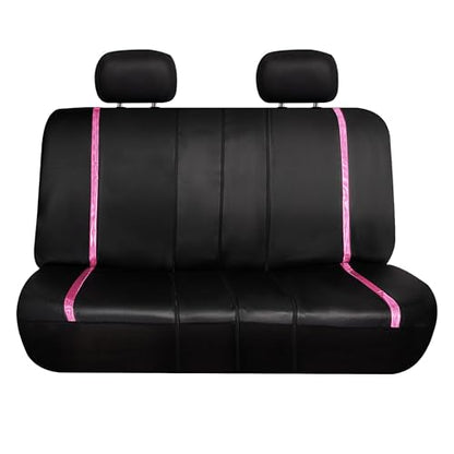 FH Group Full Set Faux Leather Car Seat Covers - Universal Fit, Low Back Front Seat Covers, Airbag Compatible, Split Bench Rear Seat Cover for SUV, Sedan, Pink - color: Pink, style: Seat Covers